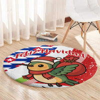 Cuba Christmas Round Carpet with Santa Hummingbird Cuban Flag Feliz Navidad and Snowflake - Wonder Print Shop