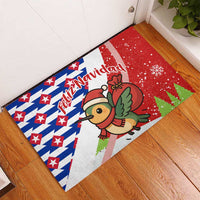 Cuba Christmas Rubber Doormat with Santa Hummingbird Cuban Flag Feliz Navidad and Snowflake - Wonder Print Shop