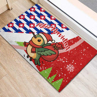 Cuba Christmas Rubber Doormat with Santa Hummingbird Cuban Flag Feliz Navidad and Snowflake - Wonder Print Shop