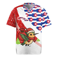 Cuba Christmas Rugby Jersey with Santa Hummingbird Cuban Flag Feliz Navidad and Snowflake - Wonder Print Shop