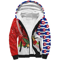 Cuba Christmas Sherpa Hoodie with Santa Hummingbird Cuban Flag Feliz Navidad and Snowflake - Wonder Print Shop