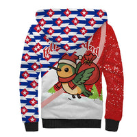 Cuba Christmas Sherpa Hoodie with Santa Hummingbird Cuban Flag Feliz Navidad and Snowflake - Wonder Print Shop