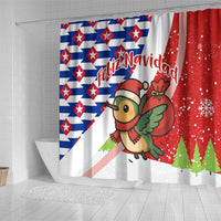 Cuba Christmas Shower Curtain with Santa Hummingbird Cuban Flag Feliz Navidad and Snowflake - Wonder Print Shop