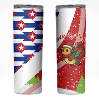 Cuba Christmas Skinny Tumbler with Santa Hummingbird Cuban Flag Feliz Navidad and Snowflake - Wonder Print Shop