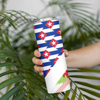 Cuba Christmas Skinny Tumbler with Santa Hummingbird Cuban Flag Feliz Navidad and Snowflake - Wonder Print Shop