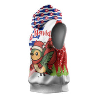 Cuba Christmas Sleeveless Hoodie with Santa Hummingbird Cuban Flag Feliz Navidad and Snowflake - Wonder Print Shop