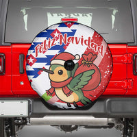 Cuba Christmas Spare Tire Cover with Santa Hummingbird Cuban Flag Feliz Navidad and Snowflake - Wonder Print Shop