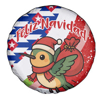 Cuba Christmas Spare Tire Cover with Santa Hummingbird Cuban Flag Feliz Navidad and Snowflake - Wonder Print Shop