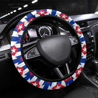 Cuba Christmas Steering Wheel Cover with Santa Hummingbird Cuban Flag Feliz Navidad and Snowflake - Wonder Print Shop
