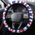 Cuba Christmas Steering Wheel Cover with Santa Hummingbird Cuban Flag Feliz Navidad and Snowflake - Wonder Print Shop