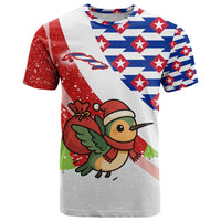 Cuba Christmas T Shirt with Santa Hummingbird Cuban Flag Feliz Navidad and Snowflake - Wonder Print Shop