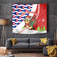 Cuba Christmas Tapestry with Santa Hummingbird Cuban Flag Feliz Navidad and Snowflake - Wonder Print Shop