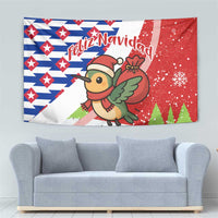Cuba Christmas Tapestry with Santa Hummingbird Cuban Flag Feliz Navidad and Snowflake - Wonder Print Shop