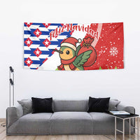 Cuba Christmas Tapestry with Santa Hummingbird Cuban Flag Feliz Navidad and Snowflake - Wonder Print Shop