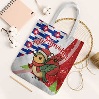 Cuba Christmas Tote Bag with Santa Hummingbird Cuban Flag Feliz Navidad and Snowflake - Wonder Print Shop