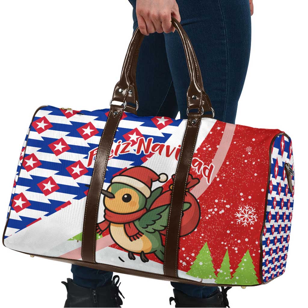 Cuba Christmas Travel Bag with Santa Hummingbird Cuban Flag Feliz Navidad and Snowflake - Wonder Print Shop
