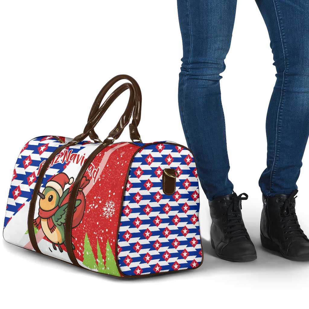 Cuba Christmas Travel Bag with Santa Hummingbird Cuban Flag Feliz Navidad and Snowflake - Wonder Print Shop
