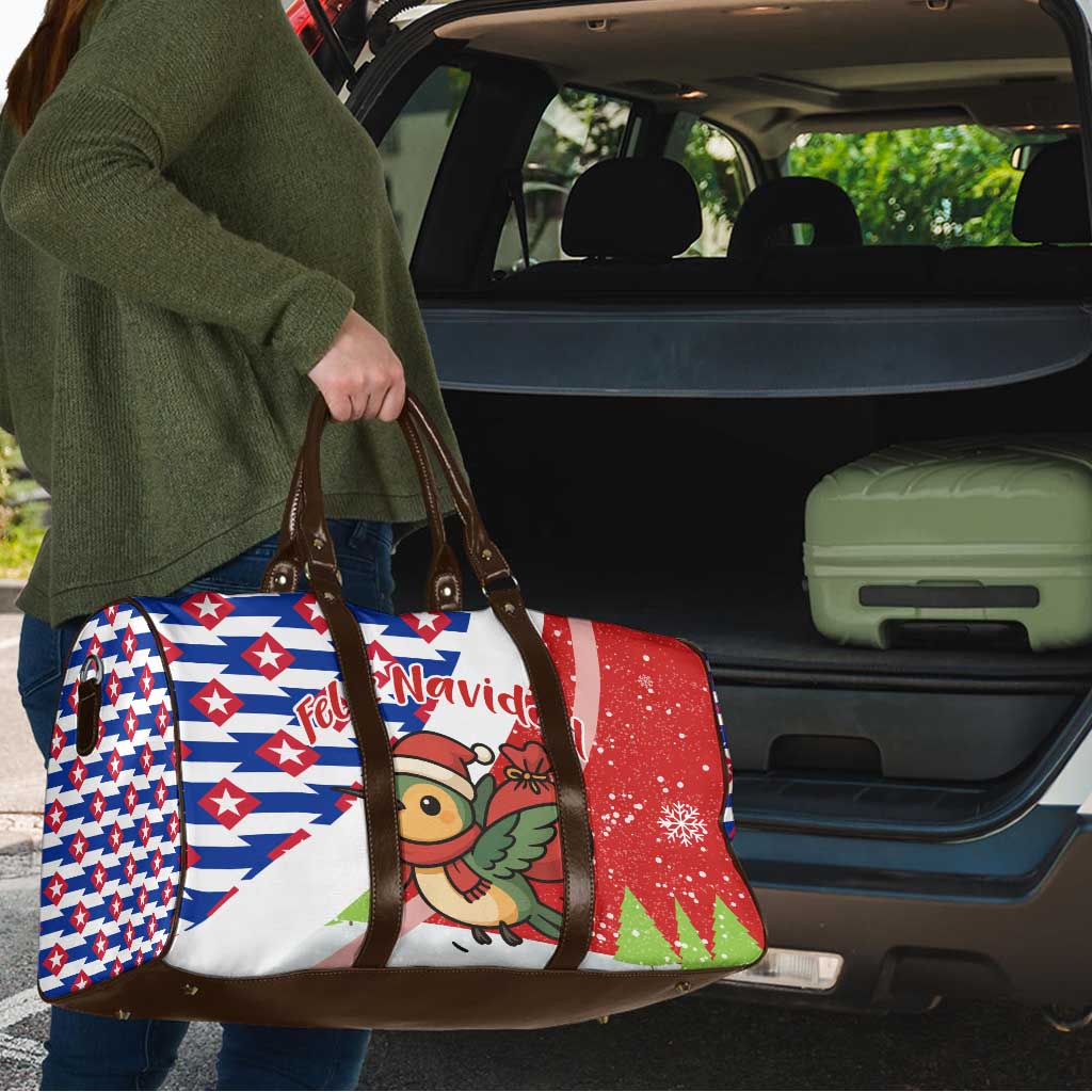 Cuba Christmas Travel Bag with Santa Hummingbird Cuban Flag Feliz Navidad and Snowflake - Wonder Print Shop