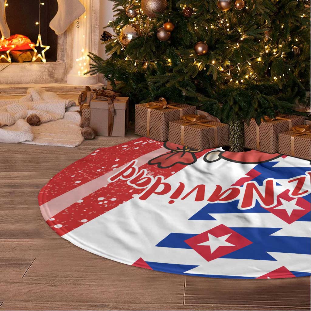 Cuba Christmas Tree Skirt with Santa Hummingbird Cuban Flag Feliz Navidad and Snowflake - Wonder Print Shop