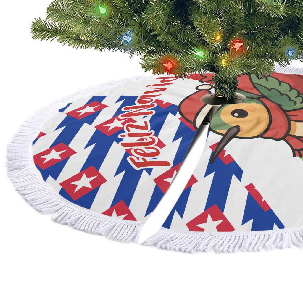 Cuba Christmas Tree Skirt with Santa Hummingbird Cuban Flag Feliz Navidad and Snowflake - Wonder Print Shop