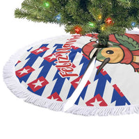 Cuba Christmas Tree Skirt with Santa Hummingbird Cuban Flag Feliz Navidad and Snowflake - Wonder Print Shop