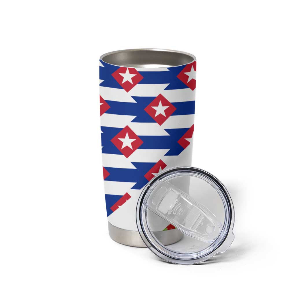 Cuba Christmas Tumbler Cup with Santa Hummingbird Cuban Flag Feliz Navidad and Snowflake - Wonder Print Shop