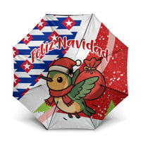 Cuba Christmas Umbrella with Santa Hummingbird Cuban Flag Feliz Navidad and Snowflake - Wonder Print Shop