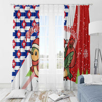 Cuba Christmas Window Curtain with Santa Hummingbird Cuban Flag Feliz Navidad and Snowflake - Wonder Print Shop