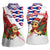 Cuba Christmas Women Sleeveless Polo Shirt with Santa Hummingbird Cuban Flag Feliz Navidad and Snowflake - Wonder Print Shop