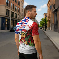 Cuba Christmas Zipper Polo Shirt with Santa Hummingbird Cuban Flag Feliz Navidad and Snowflake - Wonder Print Shop