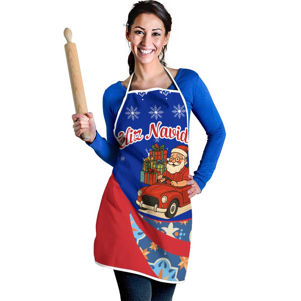 Cuba Christmas Apron with Santa Driving Classic Car Cuban Seal Feliz Navidad and Holiday Gift - Wonder Print Shop