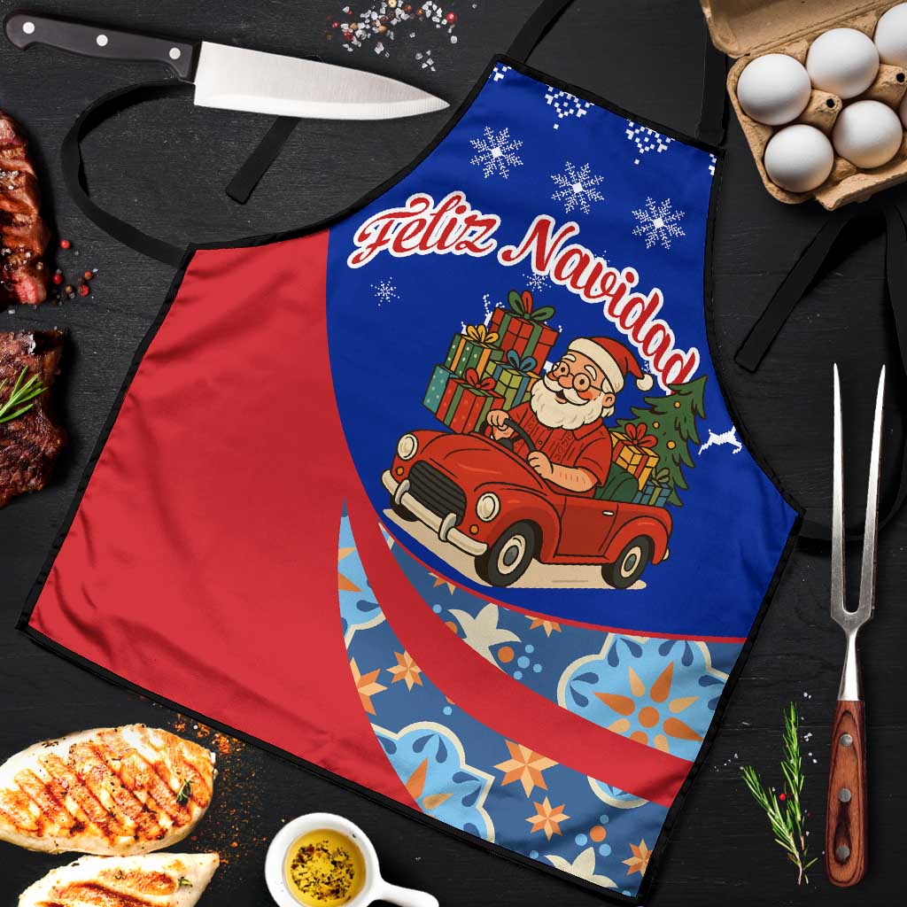 Cuba Christmas Apron with Santa Driving Classic Car Cuban Seal Feliz Navidad and Holiday Gift - Wonder Print Shop