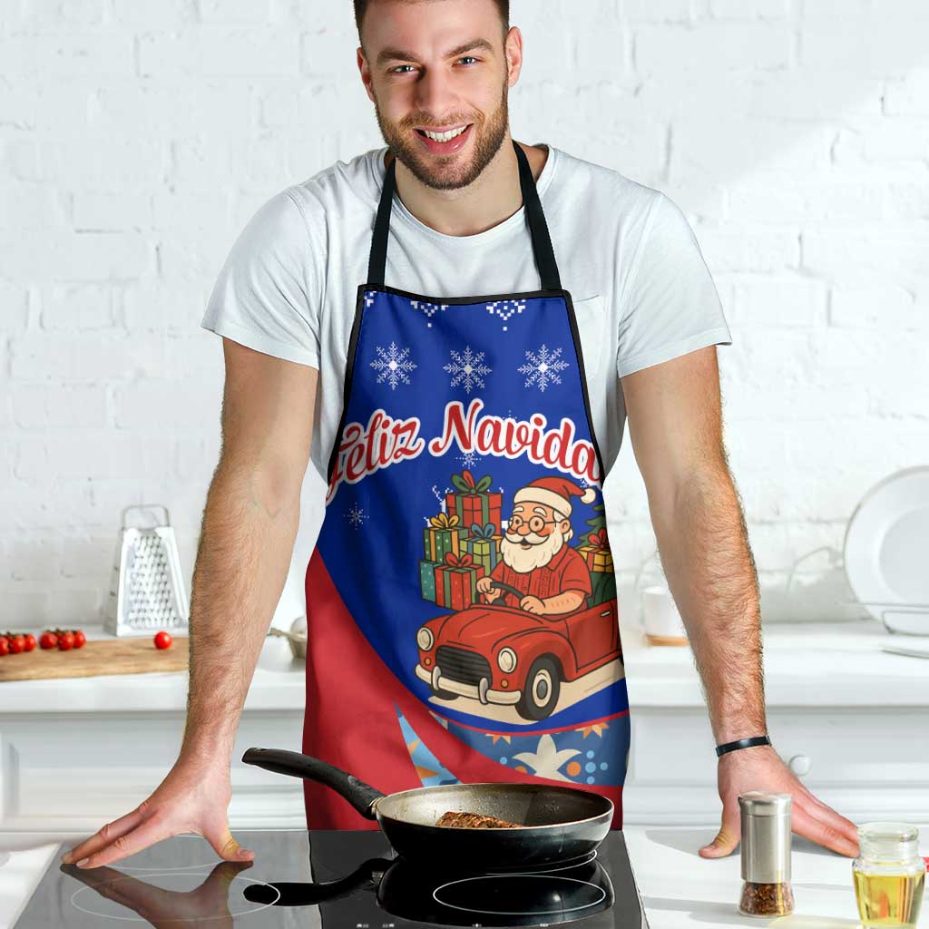 Cuba Christmas Apron with Santa Driving Classic Car Cuban Seal Feliz Navidad and Holiday Gift - Wonder Print Shop
