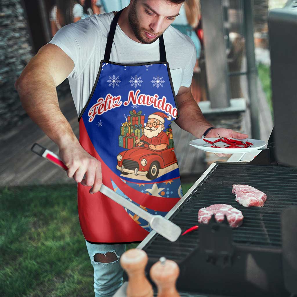 Cuba Christmas Apron with Santa Driving Classic Car Cuban Seal Feliz Navidad and Holiday Gift - Wonder Print Shop