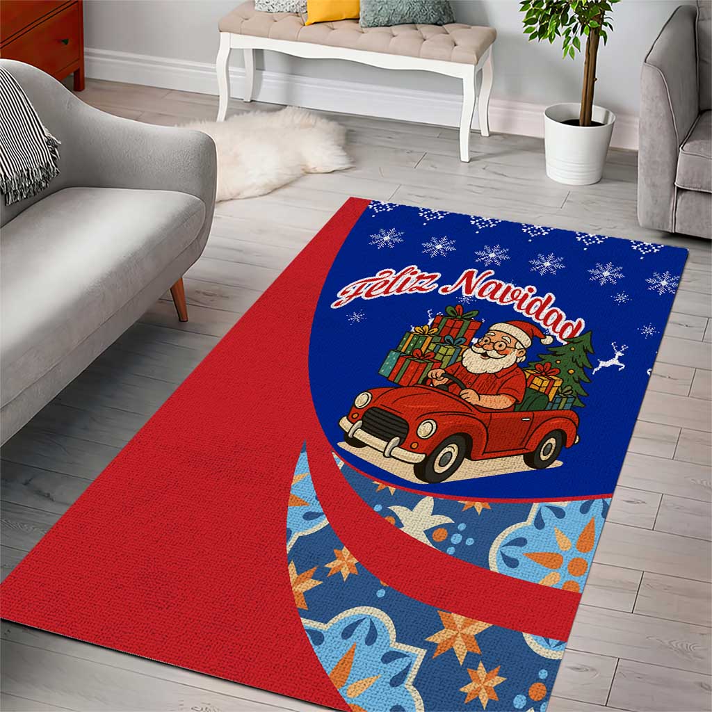 Cuba Christmas Area Rug with Santa Driving Classic Car Cuban Seal Feliz Navidad and Holiday Gift - Wonder Print Shop