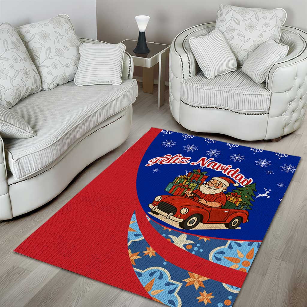 Cuba Christmas Area Rug with Santa Driving Classic Car Cuban Seal Feliz Navidad and Holiday Gift - Wonder Print Shop