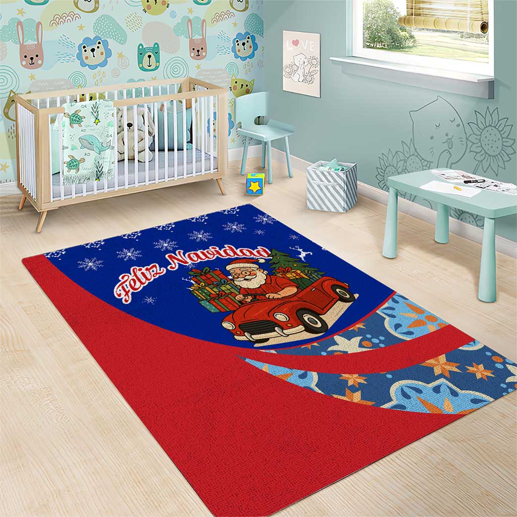Cuba Christmas Area Rug with Santa Driving Classic Car Cuban Seal Feliz Navidad and Holiday Gift - Wonder Print Shop