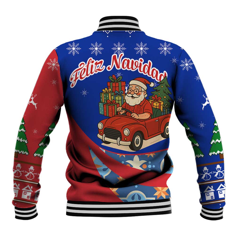 Cuba Christmas Baseball Jacket with Santa Driving Classic Car Cuban Seal Feliz Navidad and Holiday Gift - Wonder Print Shop