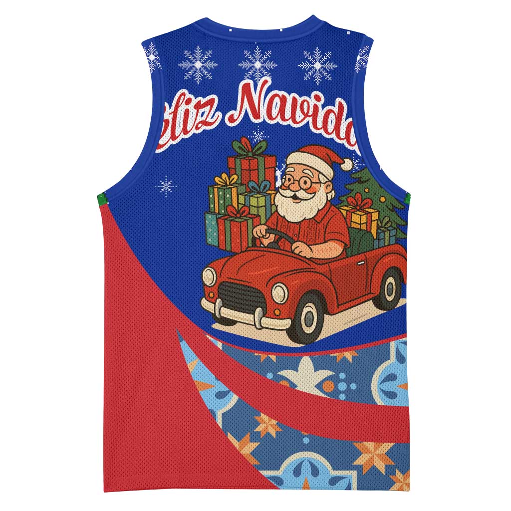 Cuba Christmas Basketball Jersey with Santa Driving Classic Car Cuban Seal Feliz Navidad and Holiday Gift - Wonder Print Shop