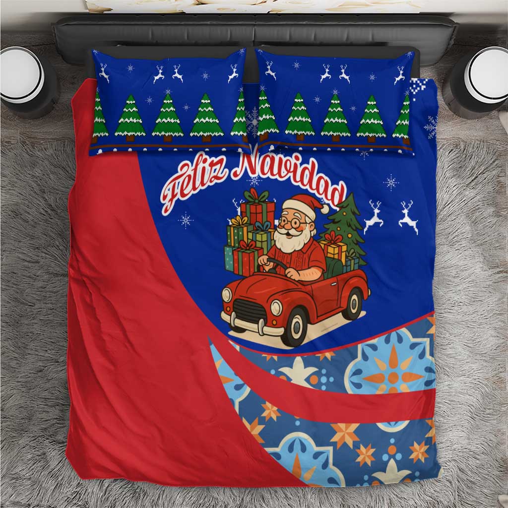 Cuba Christmas Bedding Set with Santa Driving Classic Car Cuban Seal Feliz Navidad and Holiday Gift - Wonder Print Shop