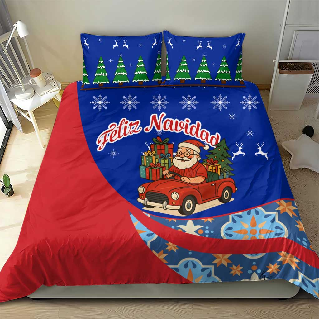 Cuba Christmas Bedding Set with Santa Driving Classic Car Cuban Seal Feliz Navidad and Holiday Gift - Wonder Print Shop
