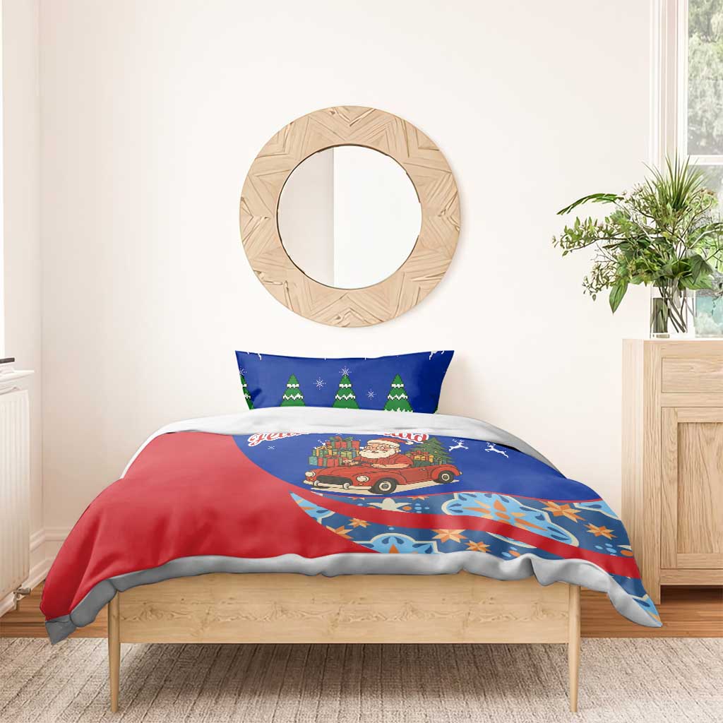 Cuba Christmas Bedding Set with Santa Driving Classic Car Cuban Seal Feliz Navidad and Holiday Gift - Wonder Print Shop