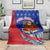 Cuba Christmas Blanket with Santa Driving Classic Car Cuban Seal Feliz Navidad and Holiday Gift - Wonder Print Shop