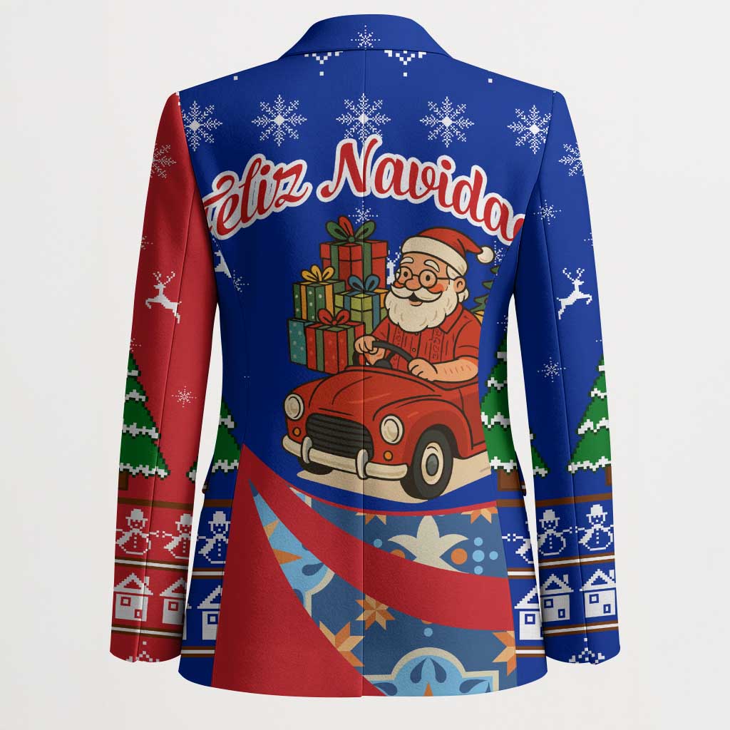 Cuba Christmas Blazer with Santa Driving Classic Car Cuban Seal Feliz Navidad and Holiday Gift - Wonder Print Shop