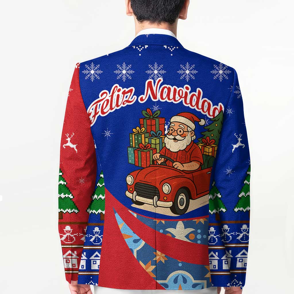Cuba Christmas Blazer with Santa Driving Classic Car Cuban Seal Feliz Navidad and Holiday Gift - Wonder Print Shop