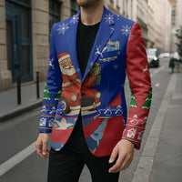 Cuba Christmas Blazer with Santa Driving Classic Car Cuban Seal Feliz Navidad and Holiday Gift - Wonder Print Shop