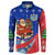 Cuba Christmas Button Sweatshirt with Santa Driving Classic Car Cuban Seal Feliz Navidad and Holiday Gift - Wonder Print Shop