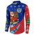 Cuba Christmas Button Sweatshirt with Santa Driving Classic Car Cuban Seal Feliz Navidad and Holiday Gift - Wonder Print Shop