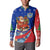 Cuba Christmas Button Sweatshirt with Santa Driving Classic Car Cuban Seal Feliz Navidad and Holiday Gift - Wonder Print Shop