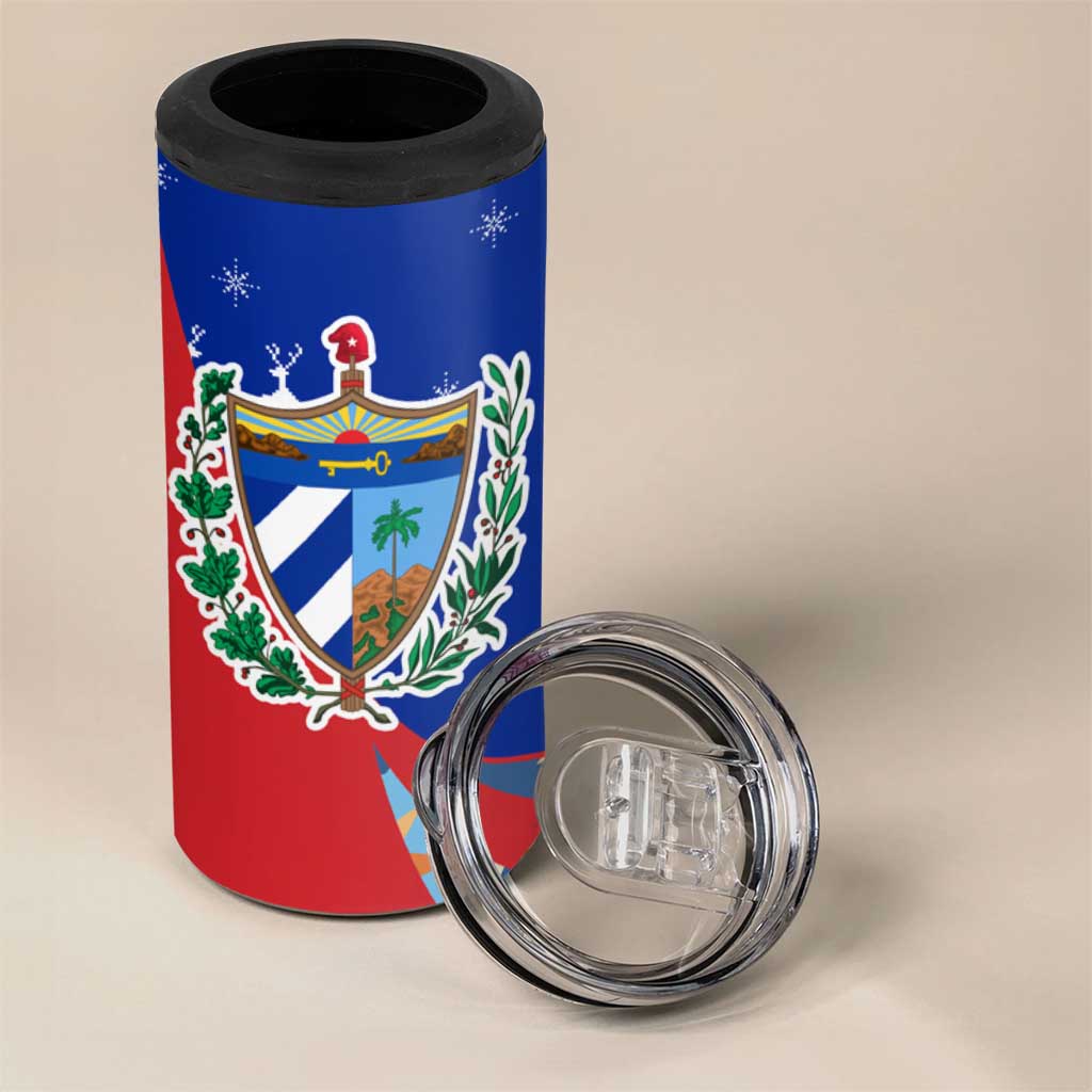Cuba Christmas 4 in 1 Can Cooler Tumbler with Santa Driving Classic Car Cuban Seal Feliz Navidad and Holiday Gift - Wonder Print Shop